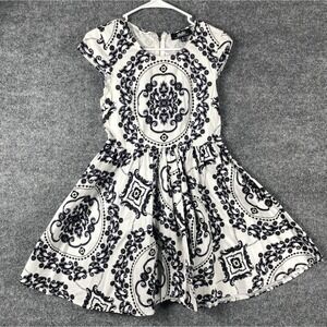 LuLus Dress Girls M White Short Sleeve Cap Sleeve Abstract‎ Coastal Luxury Cute